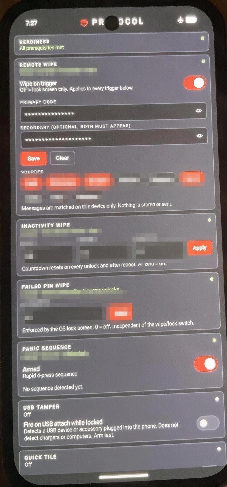 Protocol app trigger configuration on a prepared phone
