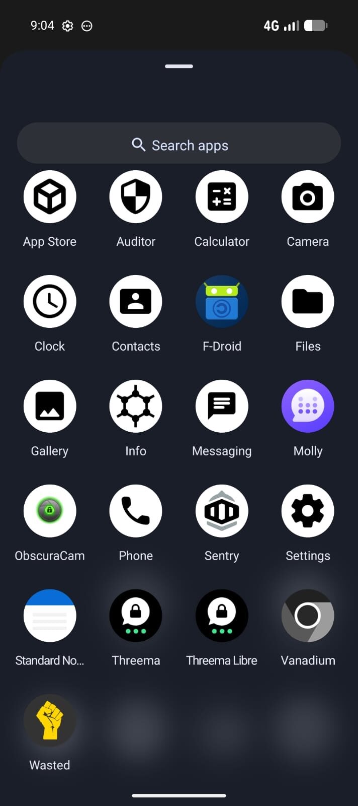 Clean app drawer on GrapheneOS