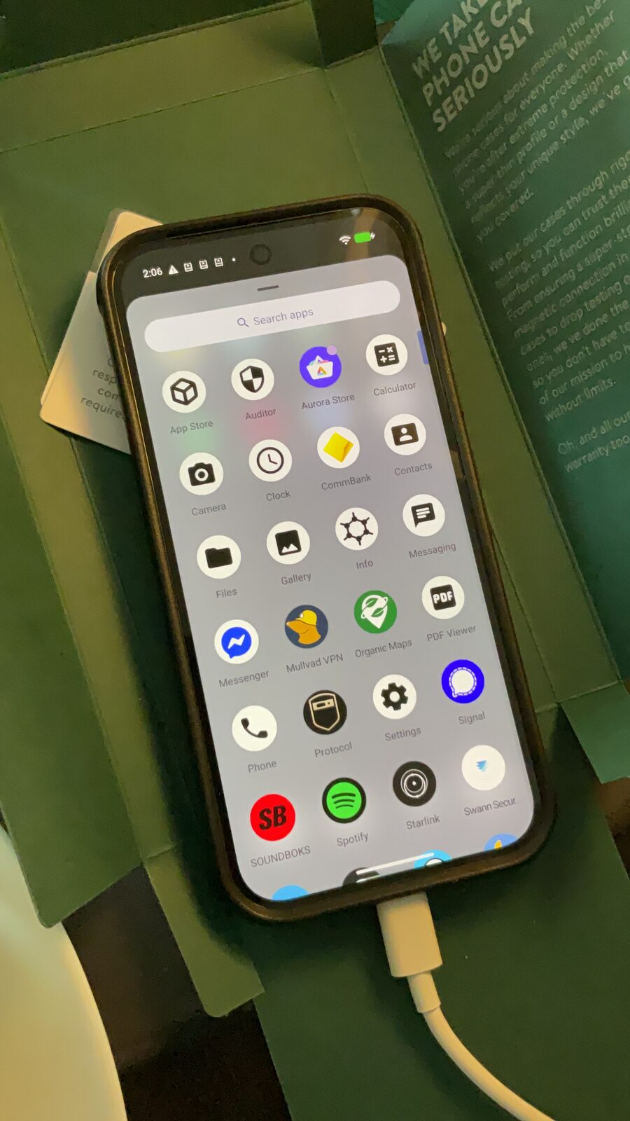 Pixel showing the configured drawer in its open kit