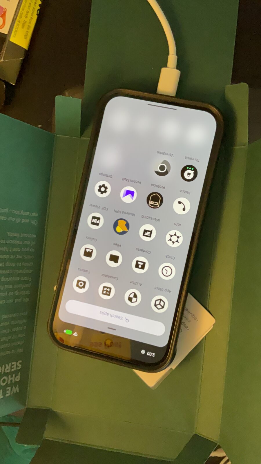 Pixel app drawer on the kit tray