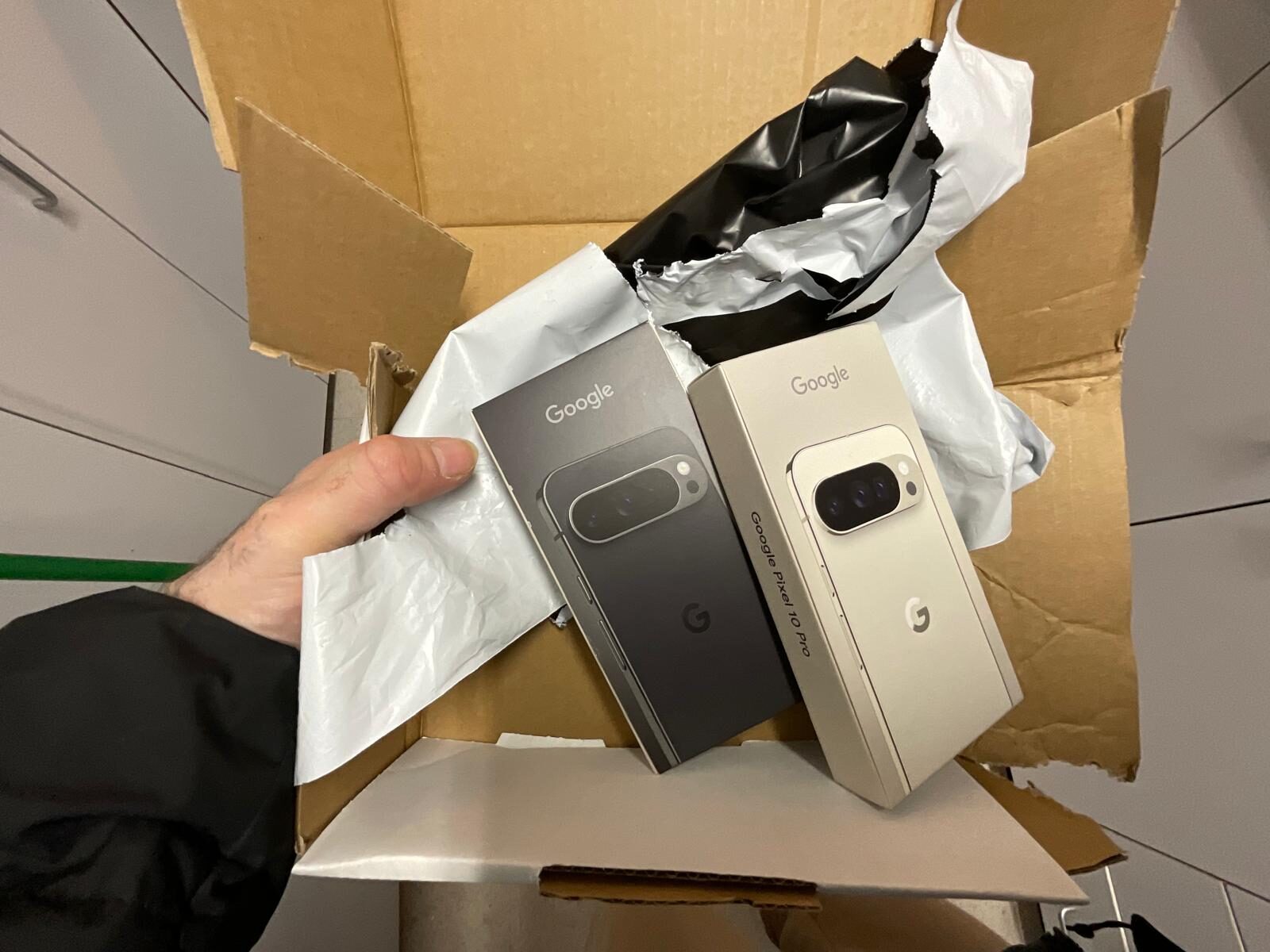 Boxed Pixel in bubble wrap inside the carton