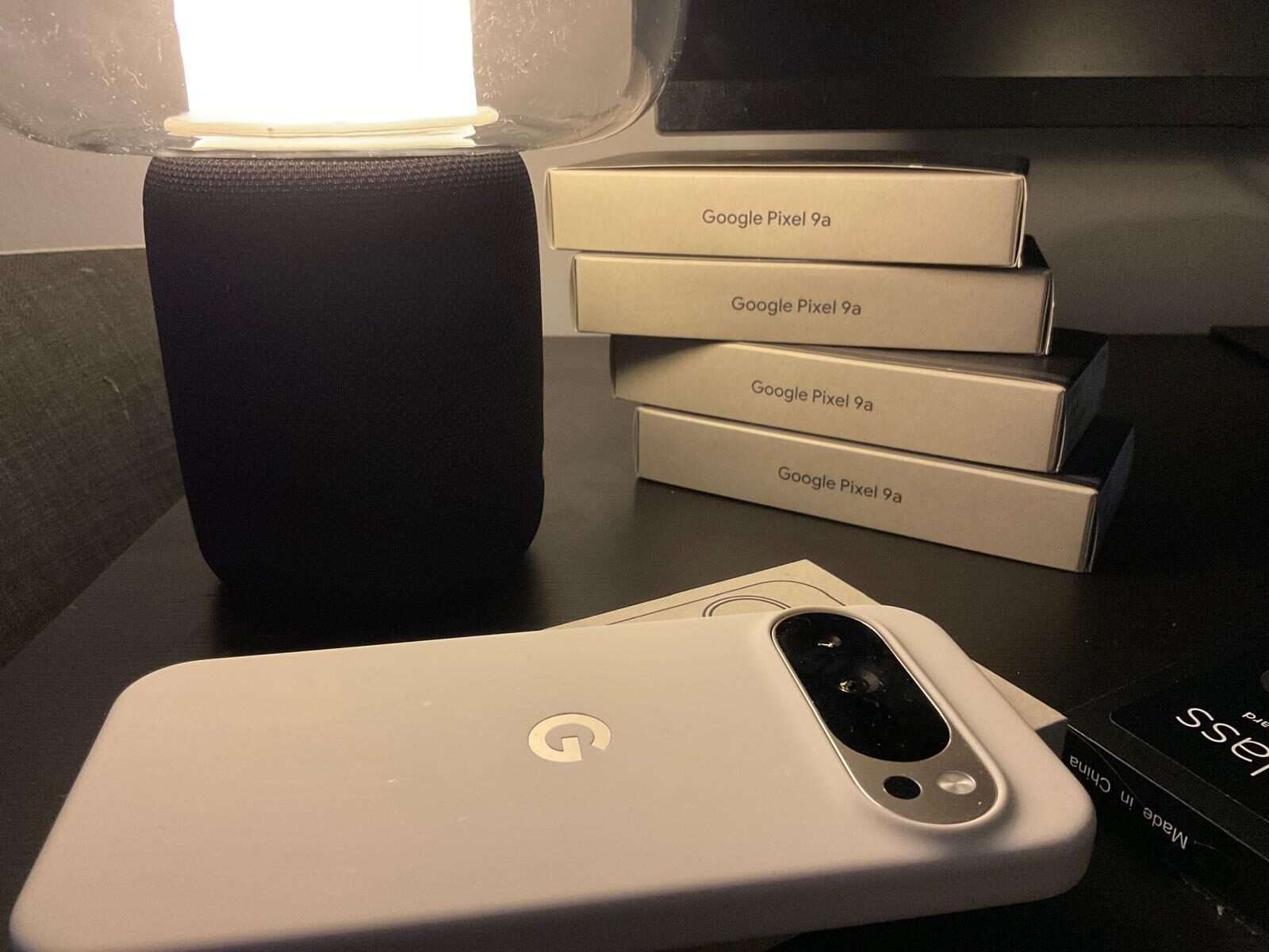 Prepared Pixel on its box beside stacked boxes