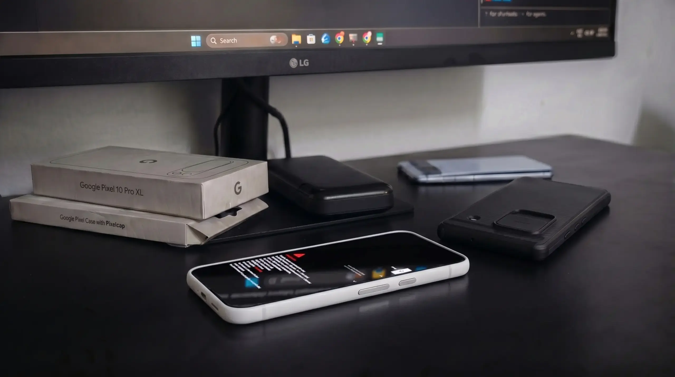 Pixel 10 Pro XL secure edition unboxing on a desk